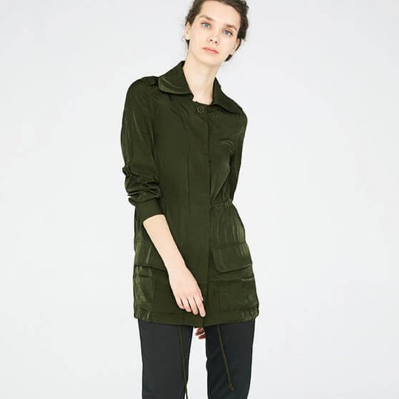 CUBIC Cargo Jacket Lightweight Fabric in Military Green Size Medium US 6 NWT - Picture 6 of 9